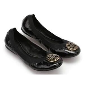 Tory Burch  Caroline  Naplak  Elastic Leather Slip On Ballet Flats in Black 9.5